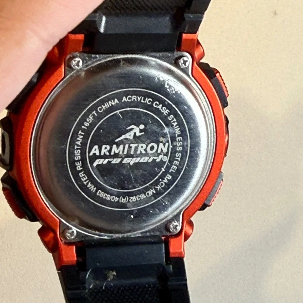 Armitron Pro Sport Digital Watch Black and Red Water Resistant‎ 165FT